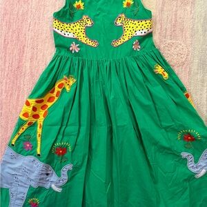 Mini Boden Green Animal Print Dress